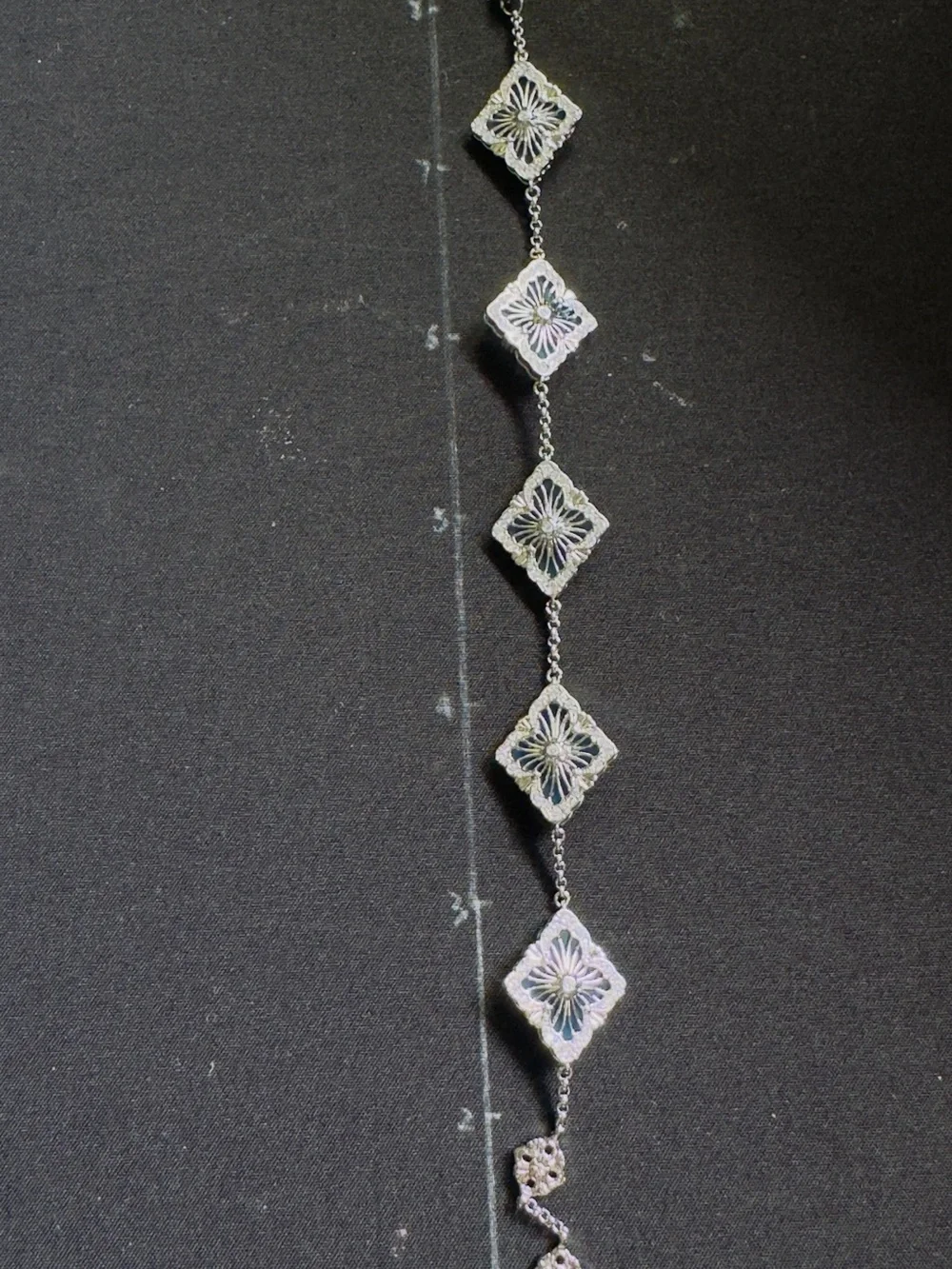 Silver Floral Square Link Bracelet - Women's Jewelry— blue